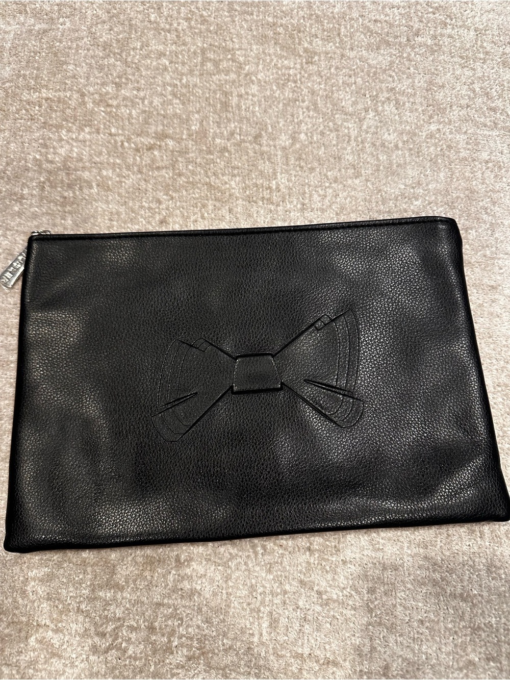 Mugler Black Leather Cosmetic Pouch with Bow Detail